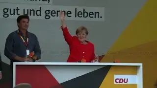 Angela Merkel holds campaign rally in Brandenburg