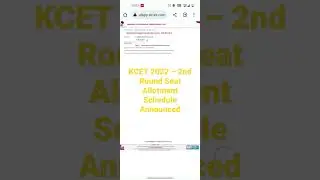 KCET 2022 &ndash; 2nd Round Seat Allotment Schedule Announced@GovermentJobalertsalloverIndia
