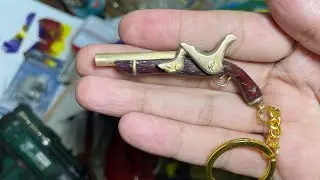 18th Century keychain flintlock gun, loud shoot, home made of wood & brass