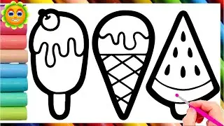 Delicious Ice cream Drawing, Painting & Coloring for Kids || Drawing and Coloring Ice cream For Kids