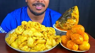  Eating Spicy Most Oily Mutton Fat Curry,Big Fish Head Curry,Egg Curry With Rice || Asmr Mukbong 