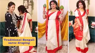Traditional Bengali Saree Draping Tutorial For Durga Pujo |  Bengali saree #sapnaprabhat