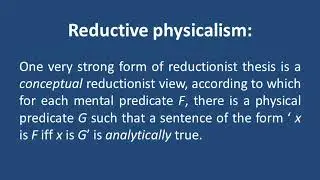 Defense of Reductive Physicalism