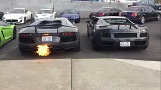 Fire breathing Lamborghini Aventador vs Straight-piped Superleggera