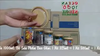 Bộ 5 Hũ Thủy Tinh Nắp Gỗ Ocean Pop Jar Full Size 325ml - 500ml - 650ml - 750ml - 1000ml