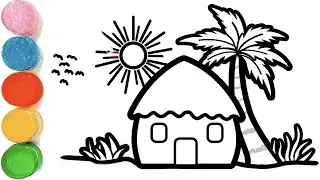 House Drawing | Easy Landscape Drawing for Kids | Very Easy House Scenery Drawing