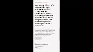 Anti‐tumor effects of a nonsteroidal anti‐inflammatory drug zaltoprofen on chondrosar... | RTCL.TV