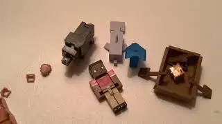 The Minecraft armored dog boat rider dolphin and pufferfish figures preview