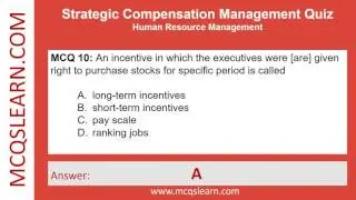 Strategic Compensation Management MCQs PDF | Strategic Management MCQs Questions Answers & Notes App