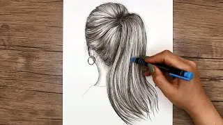 Реалистичный конский хвост – пошаговый рисунок карандашом.