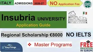 Insubria University Italy, Admissions 2026, Master| Application Process, No Fee, No IELTS
