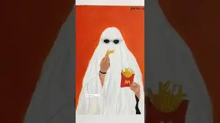 Ghost Trend Painting👻|Acrylic Painting✨| Easy Halloween Painting🧡#ghosts #halloween2022 #artshorts