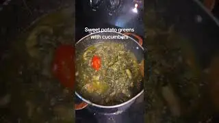fabulously delicious sweet potato greens with cucumbers. don't forget to like and subscribe