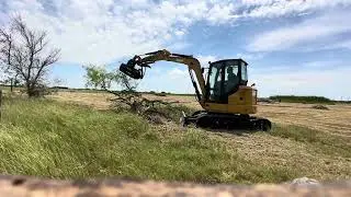 Cat 305cr with a flail mower