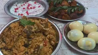 Muslim Style mutton biryani in tamil | bhai vettu mutton biryani with chicken 65, onion raita