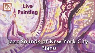 Jazz sounds of New York City  #1110 Piano / Mixed Media on Canvas   2022  20&rdquo; x 16&rdquo;