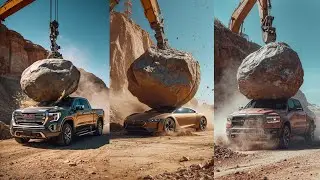 2025 RAM, FUTURISTIC CAR Crushed by Giant Boulder in Epic 4K | Ultra Realistic Destruction Test!