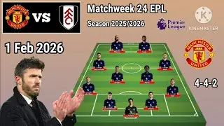 Manchester United vs Fulham ~ Man United 4-4-2 With Shaw Matchweek 24 EPL Season 2025/2026