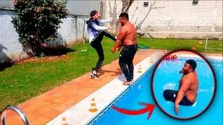 MAKIMAN ME TIRA A UNA PISCINA  DE UNA PATADA!! (HACE MUCHO FRIO)