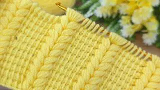 Wow!! Yellow color Super easy tunisian crochet baby blanket model #crochet