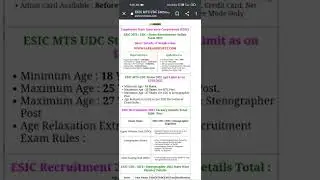 ESIC MTS,UDC  new recruitment 2022 Bachelor degree,12th pass Eligible Total-3600  post @shortvideo #