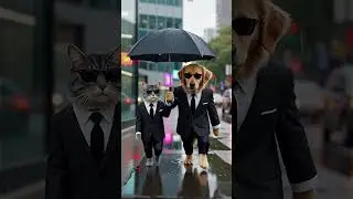 Mobile Games | Cat and Dog | Going Office under umbrella