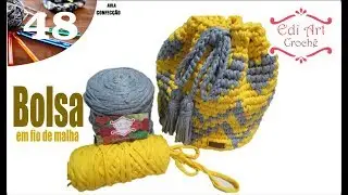 Bolsa saco  fio de malha fio conduzido | Edi Art Crochê