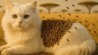 Wild Animal Rescue Stories: fluffy white Cat Attacked by Bees and Miraculously Rescued