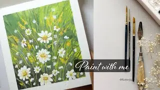 Beginner Gouache Painting Tutorial - Daisies #gouachetutorial #easypaintingtutorial