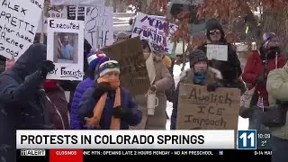 Protestors rally at Colorado Springs City Hall after Minnesota man killed by federal agents