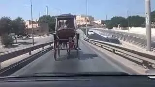 Horse drawn carriage in Malta via a one way lane
