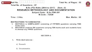 BSC 3RD SEM FD RESEARCH METHODOLOGY AND DOCUMENTATION NOV 2019 | PTU
