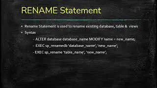 9. Rename Statement - SQL - @CodeFlew