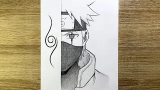 Comment dessiner Kakashi de Naruto (moiti&eacute; visage) ✏️ | Dessin facile au crayon pas &agrave; pas