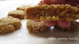 Saftige Sesam-Aprikosen-Kekse mit Honig und Mandelmilch - ohne backen, ohne Mehl, vegan, 4 Zutaten