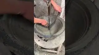 Satisfying Process of Mixing Thick Cement Paste in a Spinning Concrete Bowl #shorts