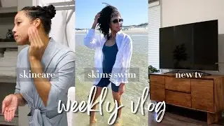 WEEKLY VLOG ♡ SKINCARE, EASING INTO MY NEW APT,  HONEST SKIMS SWIM REVIEW