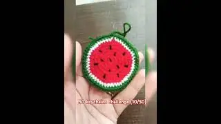 watermelon 🍉 keychain step by step #diykeychain #watermelon #crochet #trending #viralshort #simple