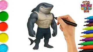 How to Draw King Shark 🦈 | DC Comics Supervillain Easy Drawing for Kids | Doodle World Kids