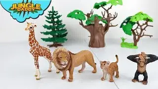 SCHLEICH Wild Life and Farm World Animals! Playtime with jungle safari lion, tiger, monkey