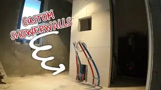 ''How to build custom showerwalls'' Complete bathroom install#1 part1 Spatwand/Douchemuur metselen!!