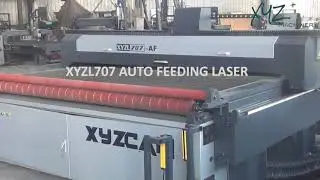 Full functionality high efficiency Fabric laser cutting solution, auto conveyor plus feeding rack