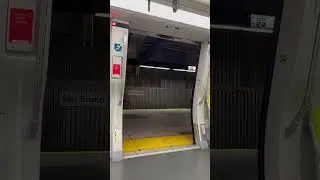 Fast Closing! BART Doors & Announcement: Yellow Line Train to SFO Airport - San Bruno