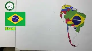 Drawing 1963 South America flag map | South America during Cold war flag map drawing