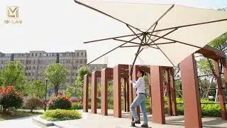 3x3M Aluminum Roma Umbrella | Solar LED Lights & 360&deg; Rotation DC-LUP-101