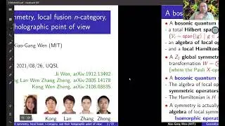 [UQSL] 2021-08-26 Xiao-Gang Wen: Generalized symmetry, local fusion n-category and holographic view