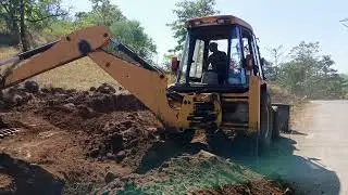  JCB Excavator at Road Construction Site JCB Digging Roadside Soil | Satisfying Heavy Equipment JCB