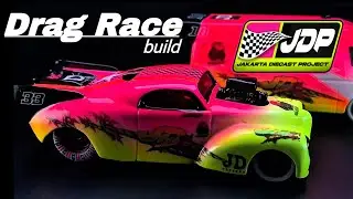 Toyota Hi Ace & 1941 Willys Drag Diecast Custom Build for Hot Wheels Track