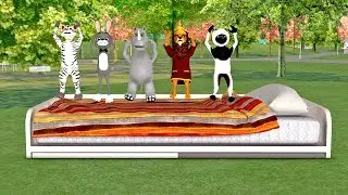 Five little Zoo ANIMALS Jumping on the Bed | Cartoons for KIDS | Alpha TOON