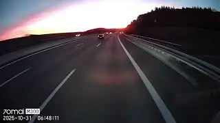 Sunrise in A6 autobahn near Sinsheim -Germany 